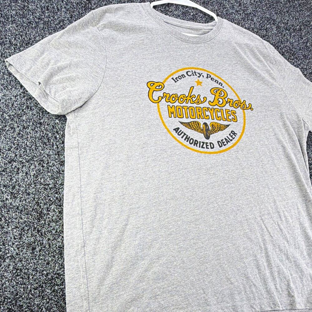 Lucky Brand Men's Motorcycle Graphic Logo Gray Crew Neck Cotton Tee 2XL